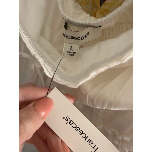 Francesca's Women's Large White Doris Strapless Corset Ruffle Hem Mini Dress - Picture 5 of 8